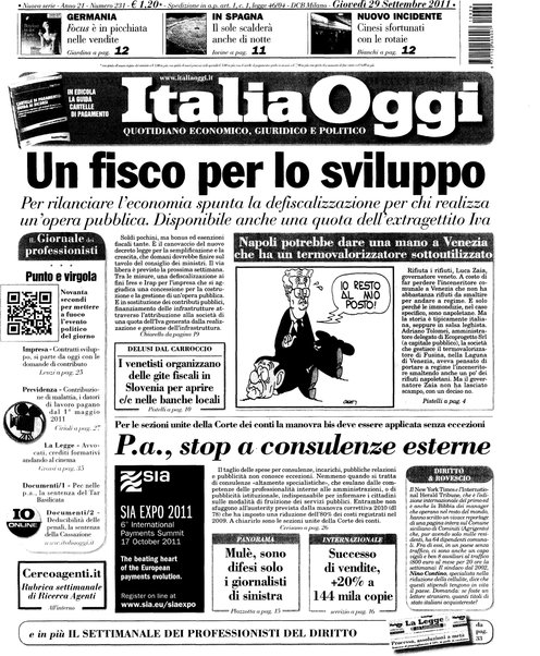 Italia oggi : quotidiano di economia finanza e politica